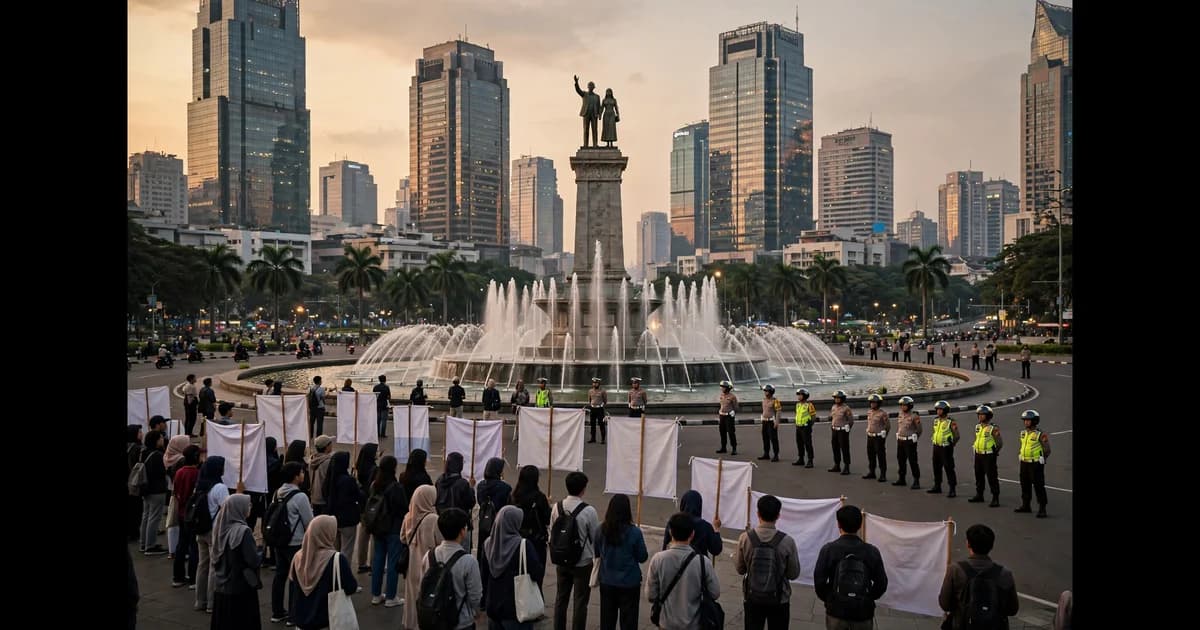 Tertahan di Depan UOB, Massa Aksi Tetap Bertahan di Bundaran HI hingga Sore