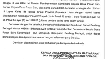 Kepala Desa Pasar Baru Diberhentikan, Dugaan Pemalsuan Dokumen