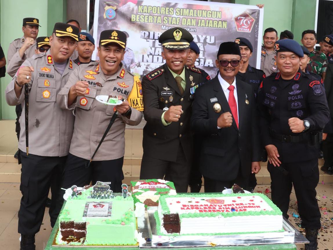 Sinergitas TNI-Polri Solid, Kapolres Simalungun Beri Kejutan di HUT TNI ke-79